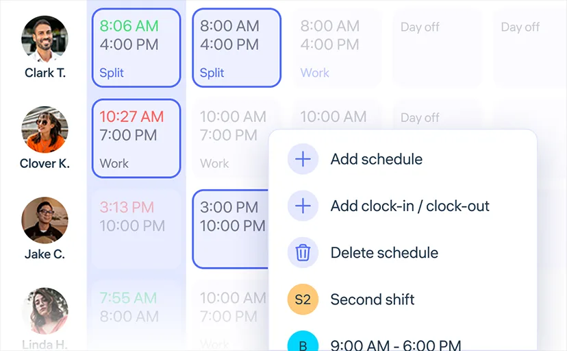 Bulk shift management